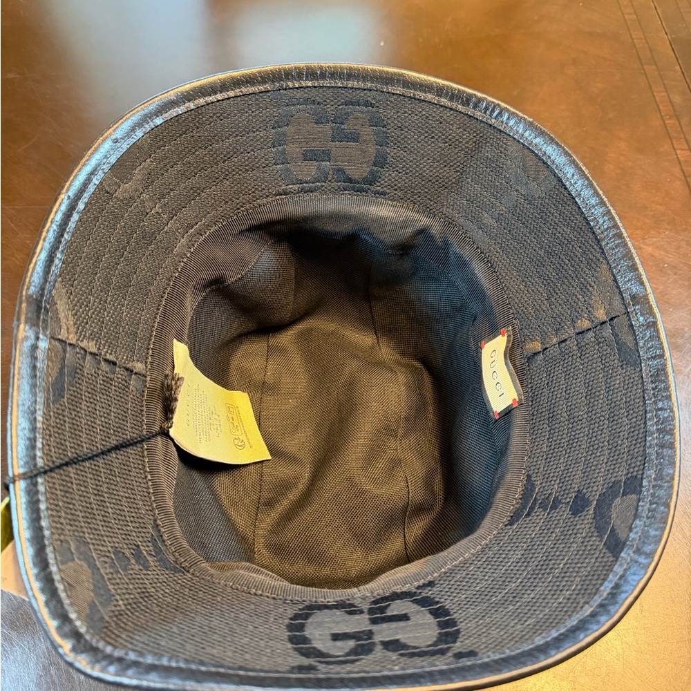 New Authentic Gucci GG Supreme Jumbo Logo Black Bucket Hat Size S - Picture 15 of 15